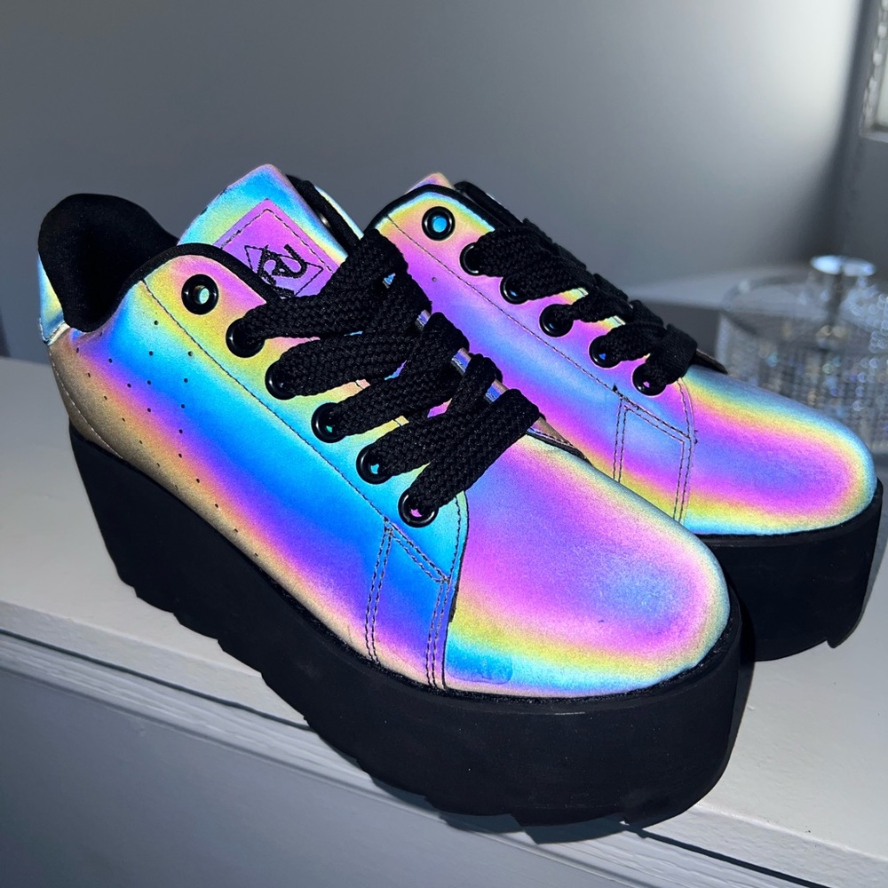 Dolls Kill YRU LaLa Reflective Platform Sneakers